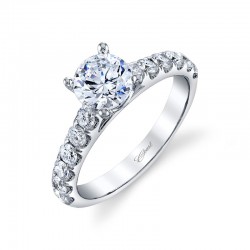 14K White Gold Diamond Semi Mounting With 0.65ct tw 12 Round Diamonds & CZ Center Stone