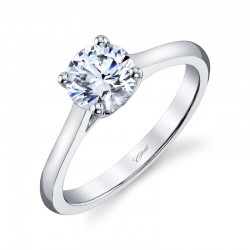14K White Gold Semi-Mount Diamond Engagement Ring with 2 Round Diamonds at .01ct & 7X5MM Oval CZ Center Stone.