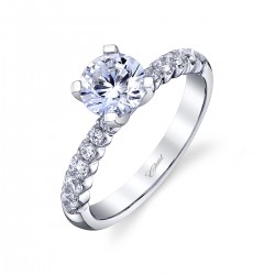 14K White Gold Semi-Mount Diamond Ring with 12 Round Diamonds