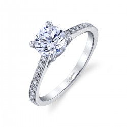 14K Yellow Gold Diamond Semi-Mount Ring with 18 Round Diamonds