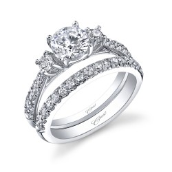 14K White Gold Diamond Semi-Mount With Fishtail Setting, With 1 Ct Round Head