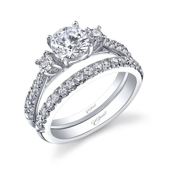 14K White Gold Diamond Semi-Mount With Fishtail Setting, With 1 Ct Round Head