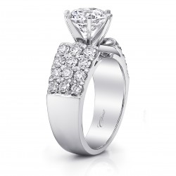 14K White Gold Semi-Mount Diamond Ring with 24 Round Diamonds