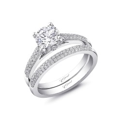 14K White Gold Diamond Band With Double Row Of Fine Pave With Miligrain  Trim