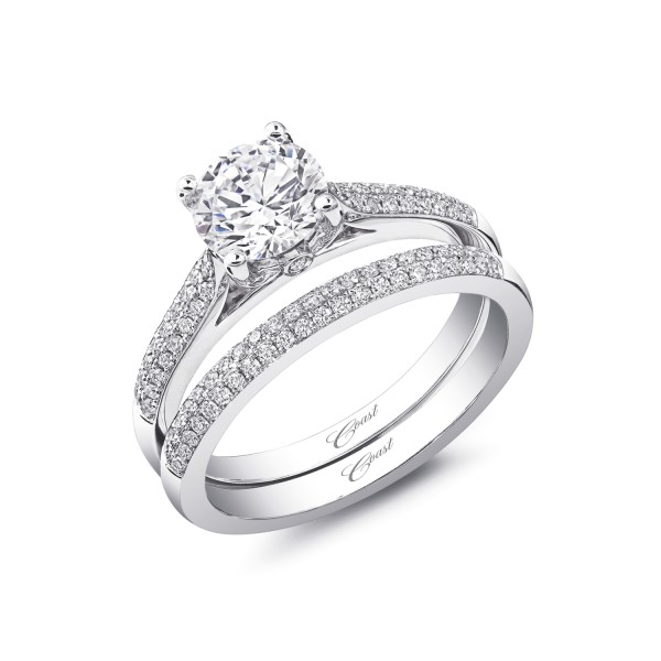 14K White Gold Diamond Band With Double Row Of Fine Pave With Miligrain  Trim