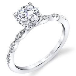 14K White Gold Diamond Semi Mounting With 0.10Ct Tw 18 Round Diamonds