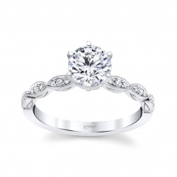 14K White Gold Diamond Semi Mounting 0.10Ct Tw 18 Round Diamonds