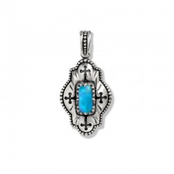 Sterling Silver Opal Doublet Floral Cross Pendant