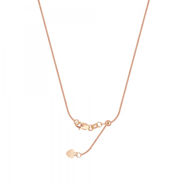14K Rose Gold Adjustable Wheat Chain