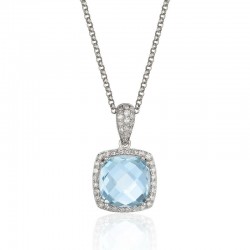 Luvente Blue Topaz & Diamond Pendant