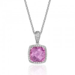 Luvente Pink Corundum & Diamond Pendant