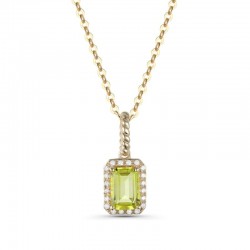 Luvente Peridot & Diamond Halo Pendant