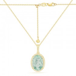Luvente Green Amethyst & Diamond Pendant