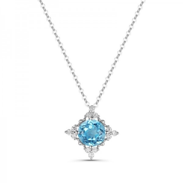 Luvente Blue Topaz & Diamond Necklace