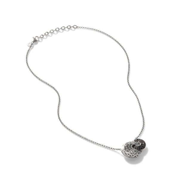 Classic Chain Hammered Radial Pave Pendant Necklace