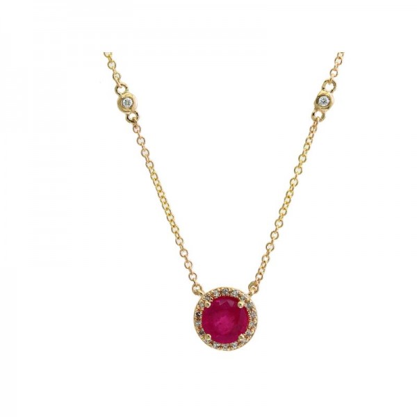 14KY Diamond & Ruby Pendant