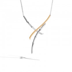 Bamboo Necklace in Silver and 18K Gold