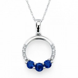 14KW Sapphire & Diamond Circle Pendant