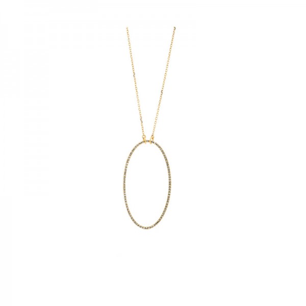 14KY Oval Diamond Pendant