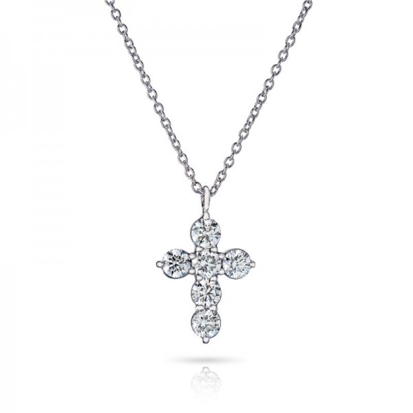 18KW .66ctw Diamond Cross Pendant