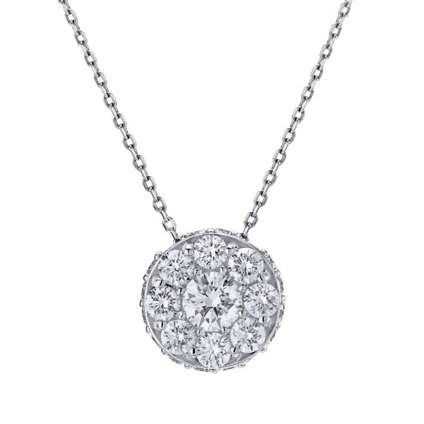 18KW 1.31ctw Diamond Illusion Pendant - Adjustable