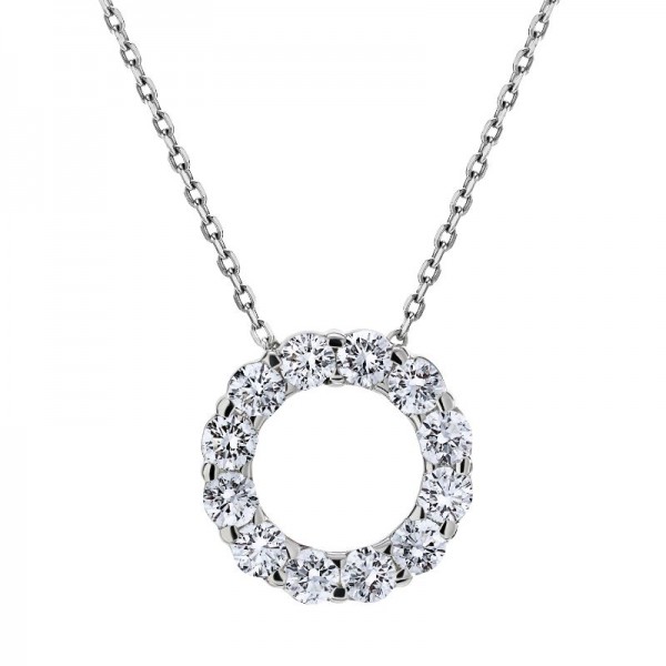 18KW 1.00ctw Diamond Circle Pendant