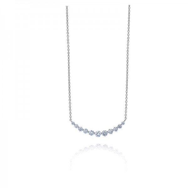 18KW .85ctw Diamond Bar Necklace