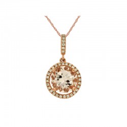 14KR Morganite & Diamond Pendant