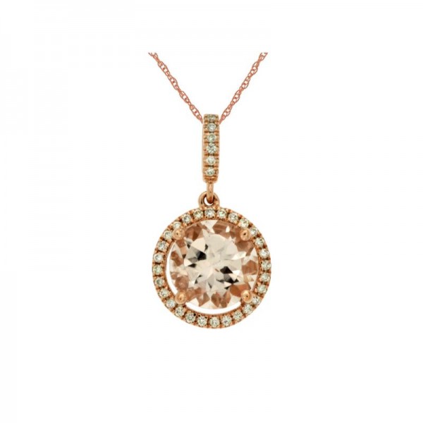14KR Morganite & Diamond Pendant