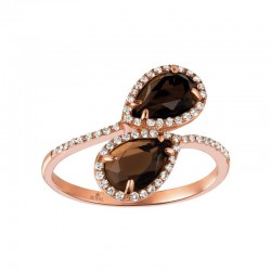 14KR Smoky Quartz & Diamond Ring