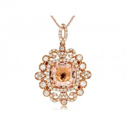 14KR Morganite & Diamond Pendant