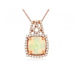 14KR Opal & Diamond Pendant