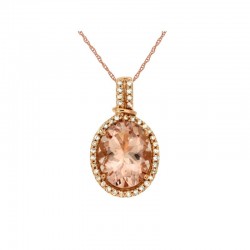 14KR Morganite & Diamond Pendant