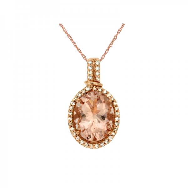 14KR Morganite & Diamond Pendant