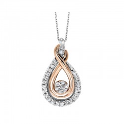 Diamond ROL Rhythm Of Love Cluster Love Knot Pendant In 14k Rose Gold & Sterling Silver (1/6 Ctw)