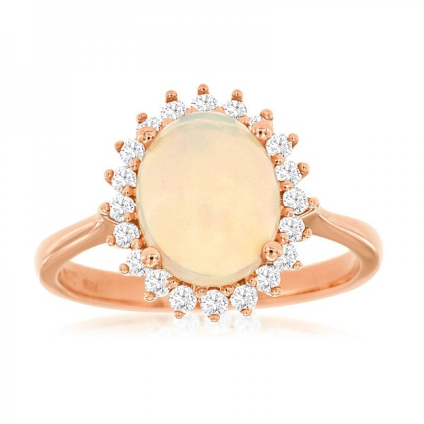14KR Opal & Diamond Ring