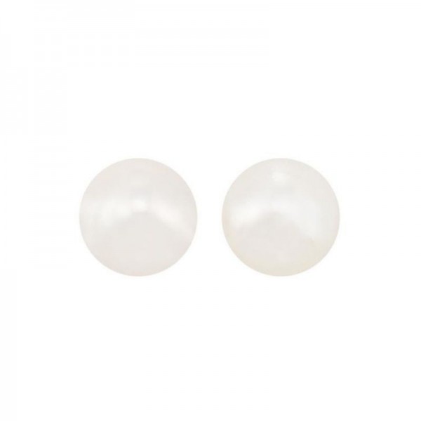 White Cultured Pearl Stud Earrings In 14K White Gold (5MM) - AA Quality