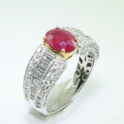 18K White and Yellow Gold Ruby and Diamond Ring
