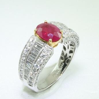 18K White and Yellow Gold Ruby and Diamond Ring