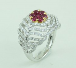 18K White And Yellow Gold Ruby and Diamond Ring