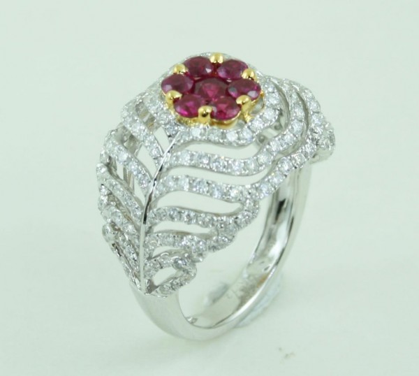 18K White And Yellow Gold Ruby and Diamond Ring