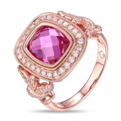 Luvente Pink Corundum & Diamond Ring