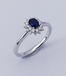 14K White Gold Sapphire and Diamond Ring