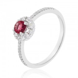 Luvente Ruby & Diamond Halo Ring