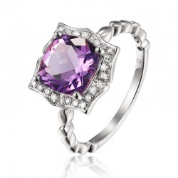 Luvente Amethyst & Diamond Ring