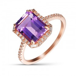 Luvente Amethyst & Diamond Ring
