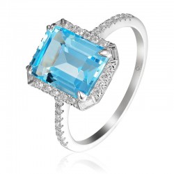 Luvente Blue Topaz & Diamond Ring