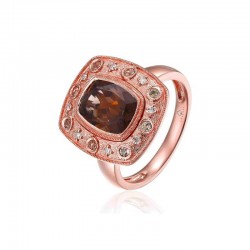 Luvente Smokey Topaz, Peridot & Diamond Ring