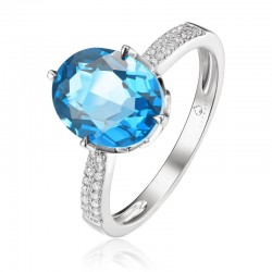 Luvente Blue Topaz & Diamond Ring