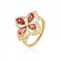 Luvente Ruby & Diamond Flower Ring